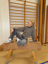 Gracey sweatshirt med striber - Brun/hvid