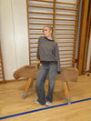 Gracey sweatshirt med striber - Brun/hvid