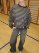 Gracey sweatshirt med striber - Brun/hvid