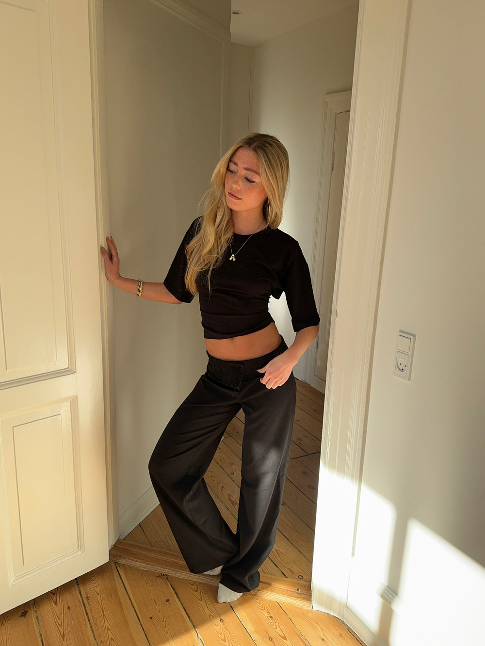Conida figursyet t-shirt med bånd - Sort