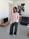 Amalie t-shirt med ærmer - Lyserød/hvid