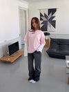 Amalie t-shirt med ærmer - Lyserød/hvid