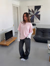 Amalie t-shirt med ærmer - Lyserød/hvid