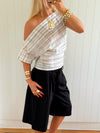 Scandivv off shoulder-top med tern - Hvid/navy