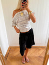 Scandivv off shoulder-top med tern - Hvid/navy