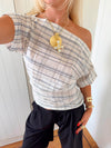 Scandivv off shoulder-top med tern - Hvid/navy