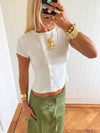 Scandivv t-shirt med knapper - Hvid