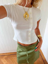 Scandivv t-shirt med knapper - Hvid