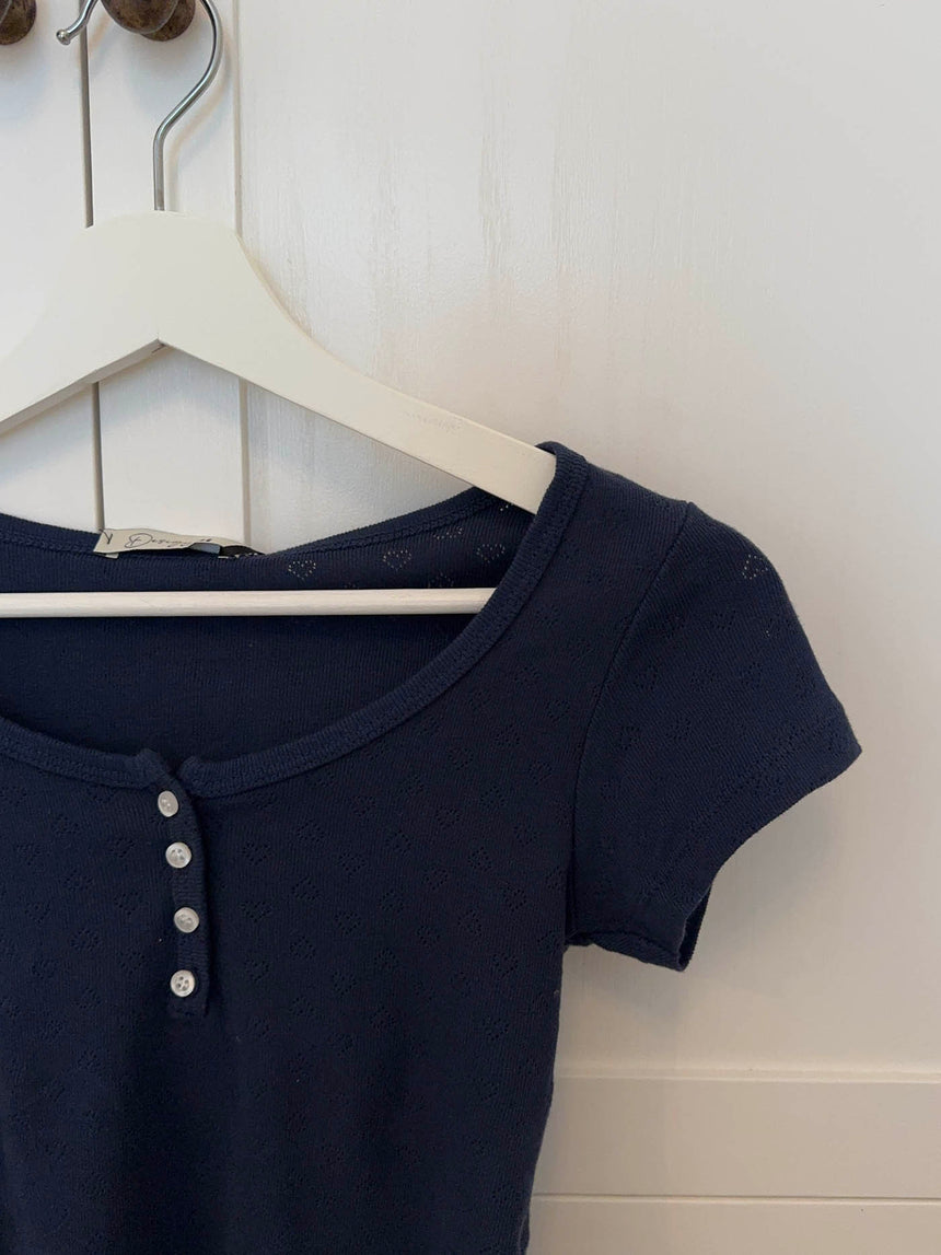 Lilian t-shirt med knapper - Navy