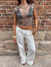 Mesha t-shirt med zebraprint - Kaki/hvid