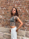 Mesha t-shirt med zebraprint - Kaki/hvid