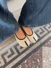 Elivia split toe ballerina med polkaprikker - Hvid/sort