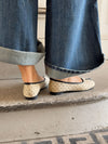 Elivia split toe ballerina med polkaprikker - Hvid/sort