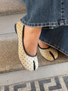 Elivia split toe ballerina med polkaprikker - Hvid/sort