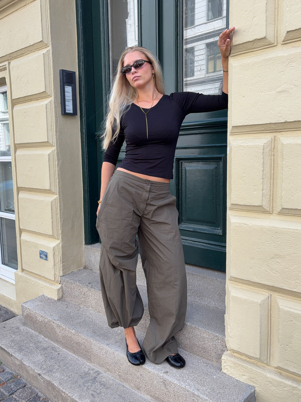 Auletta split toe ballerina med sløjfe - Sort