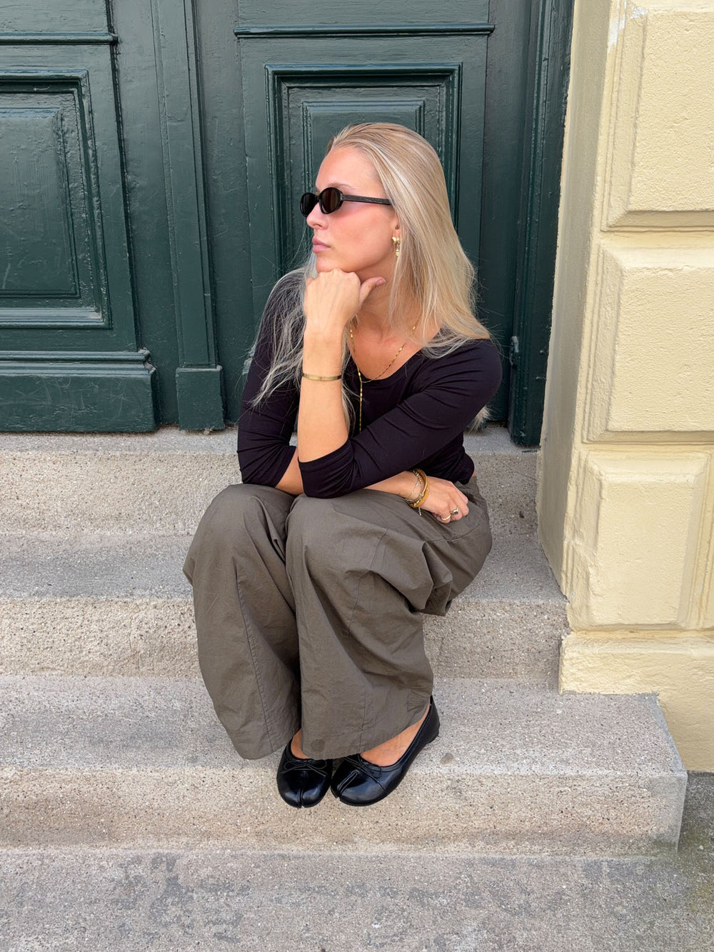 Auletta split toe ballerina med sløjfe - Sort