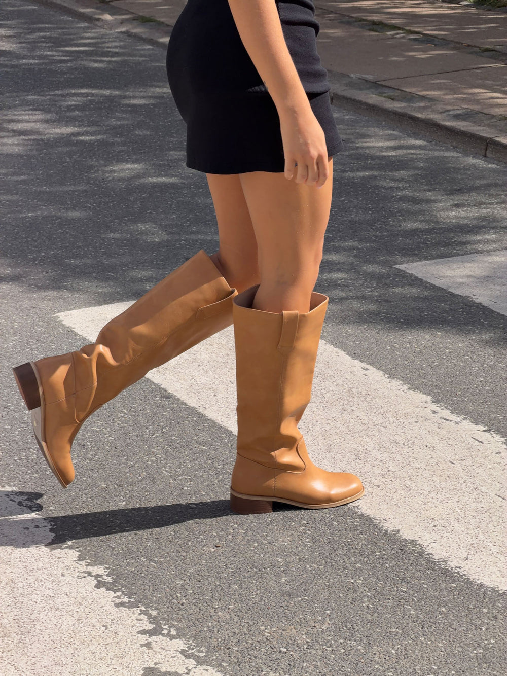 Justina tall støvler - Camel