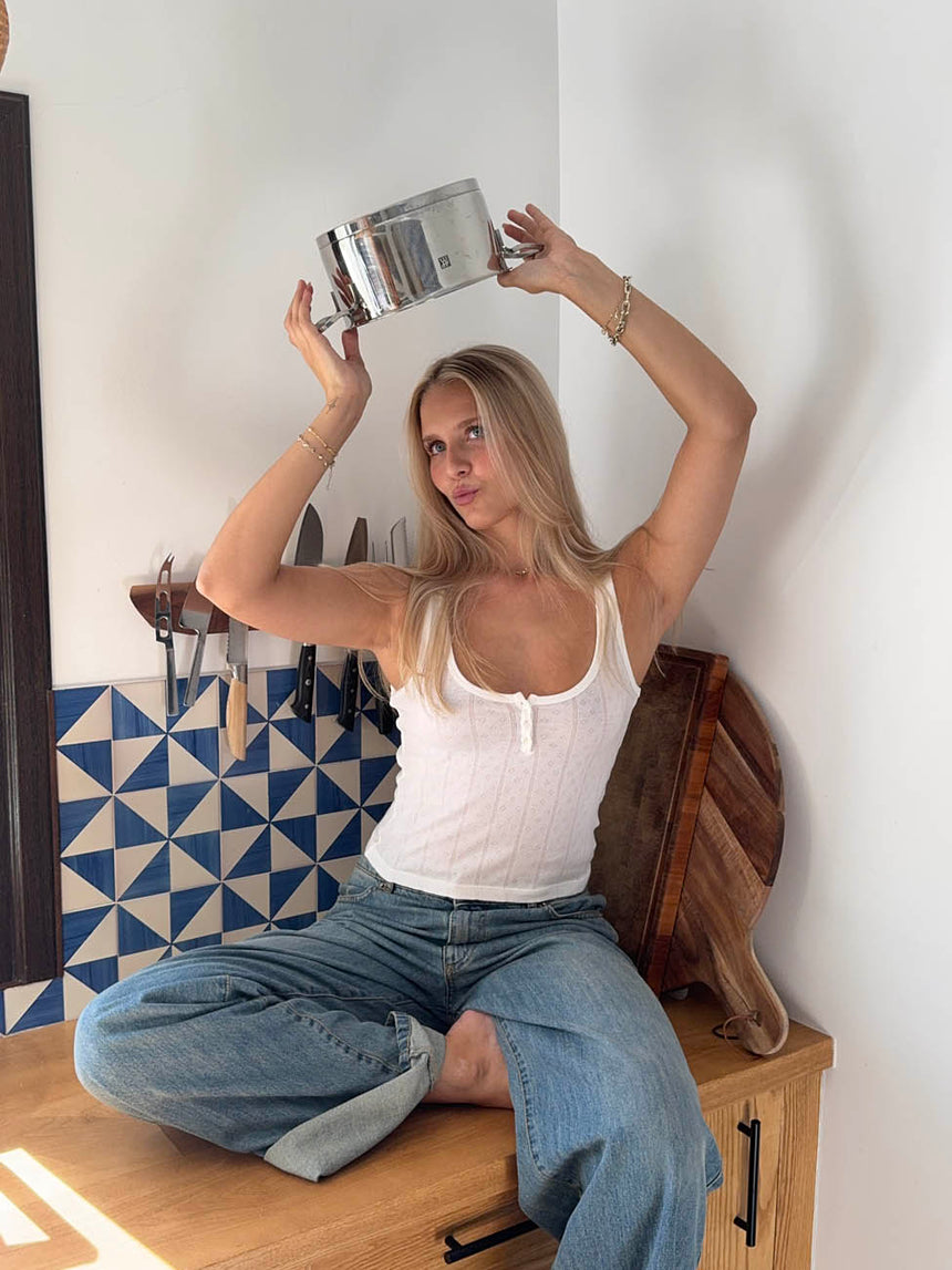 Gatulina tank top med knapper - Hvid