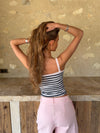 Wren tanktop med striber - Lysegrå/navy/pink