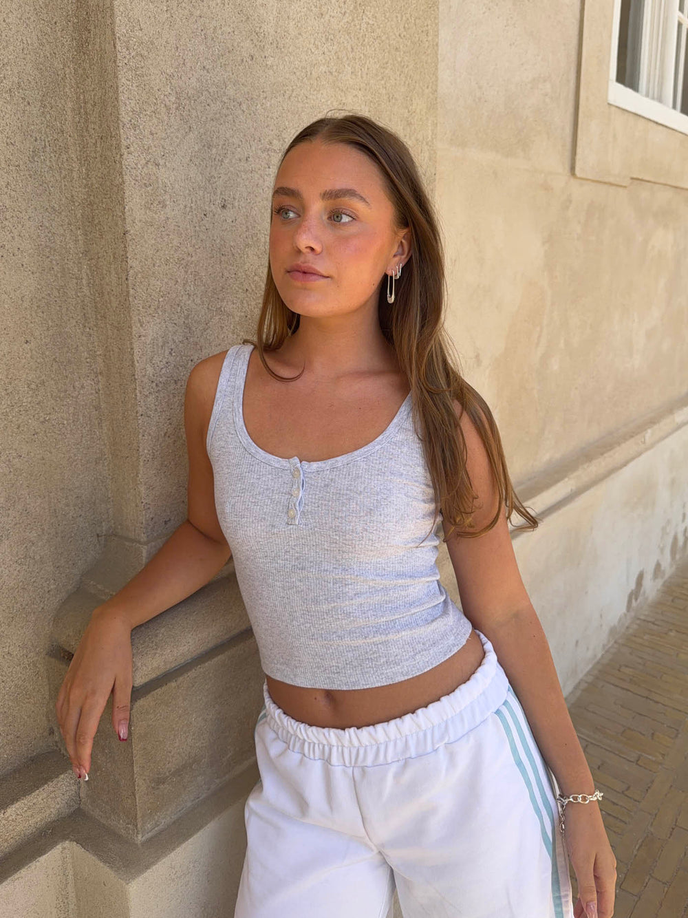 Marlo tanktop i rib - Grå