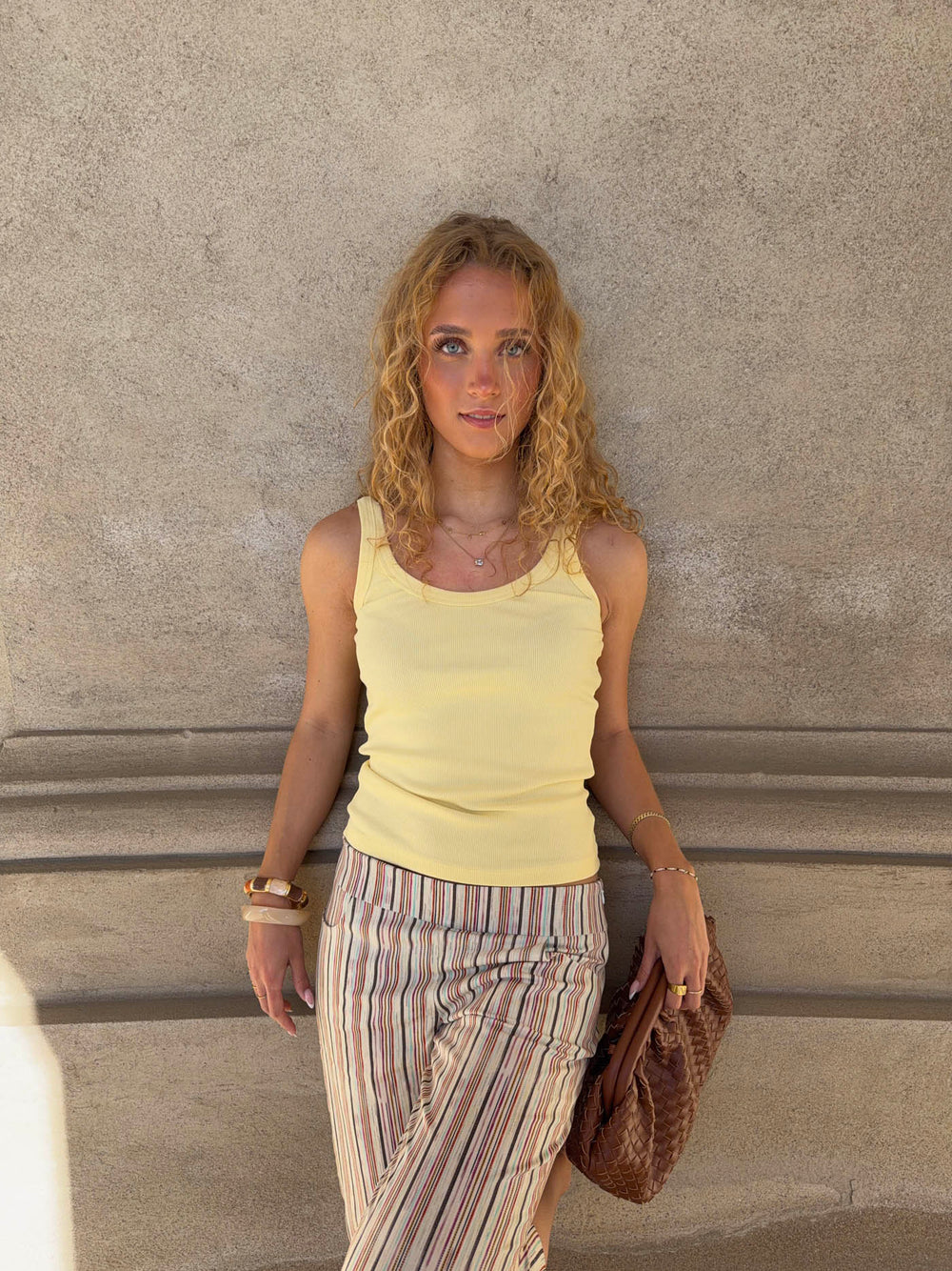 Julea tanktop i rib - Lysegul