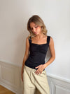 Mandaline tanktop med blondedetalje - Sort