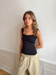 Mandaline tanktop med blondedetalje - Sort