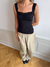 Mandaline tanktop med blondedetalje - Sort