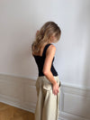 Mandaline tanktop med blondedetalje - Sort