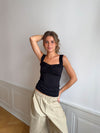 Mandaline tanktop med blondedetalje - Sort