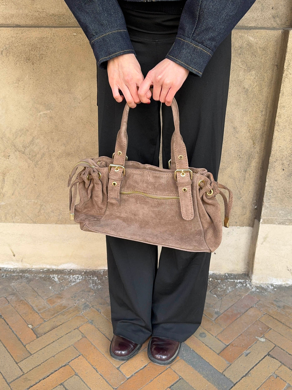 Mura taske i ruskind - Taupe