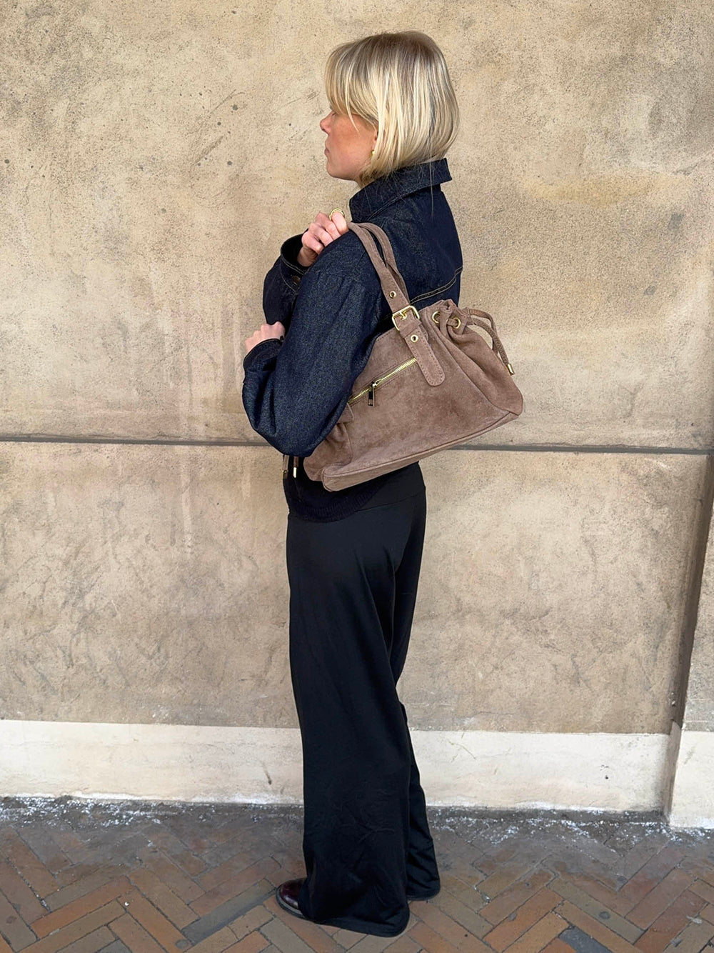 Mura taske i ruskind - Taupe