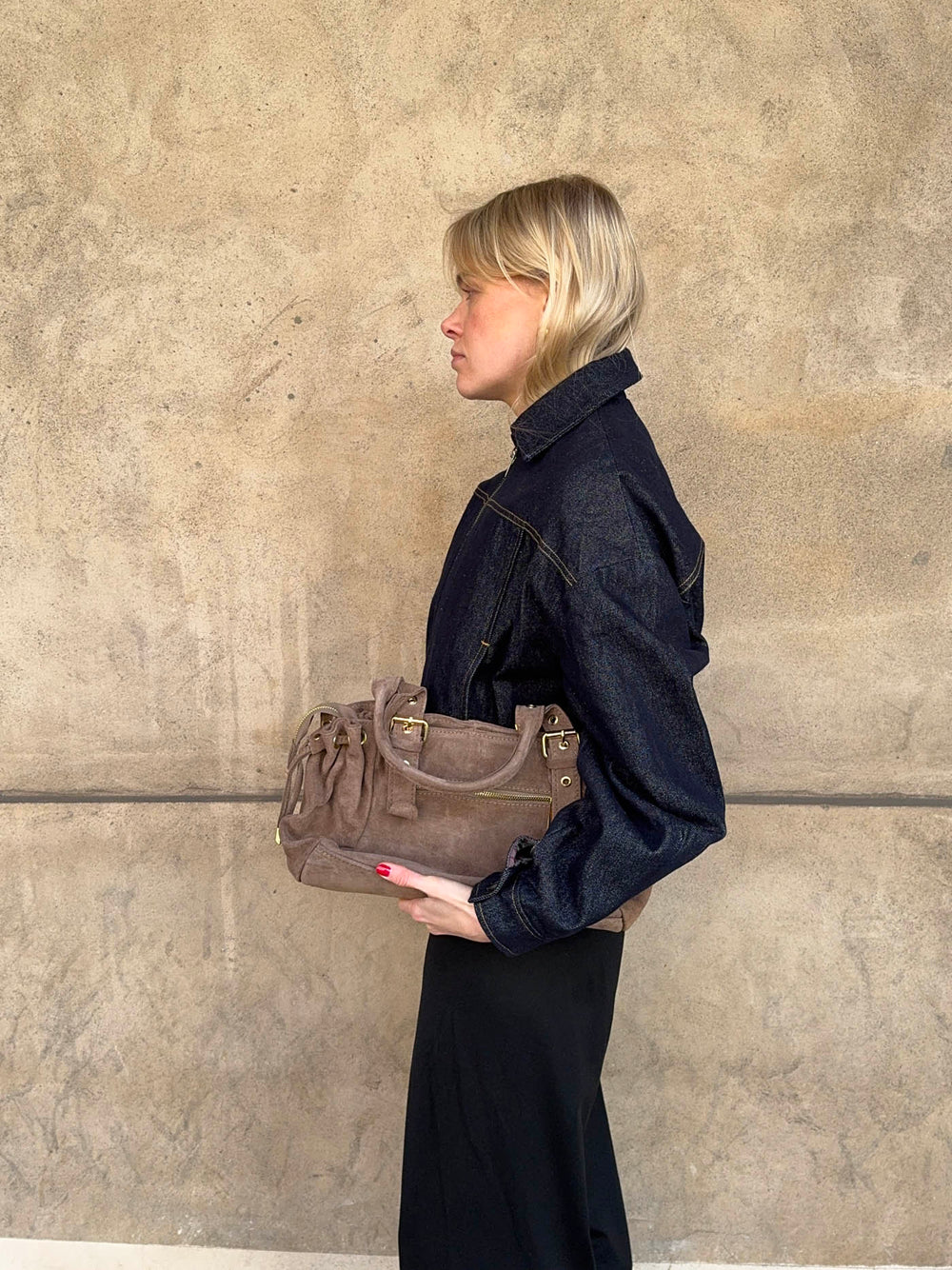 Mura taske i ruskind - Taupe