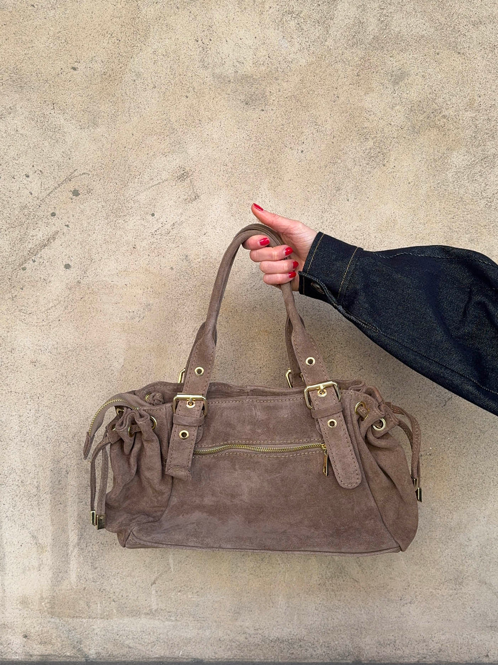 Mura taske i ruskind - Taupe