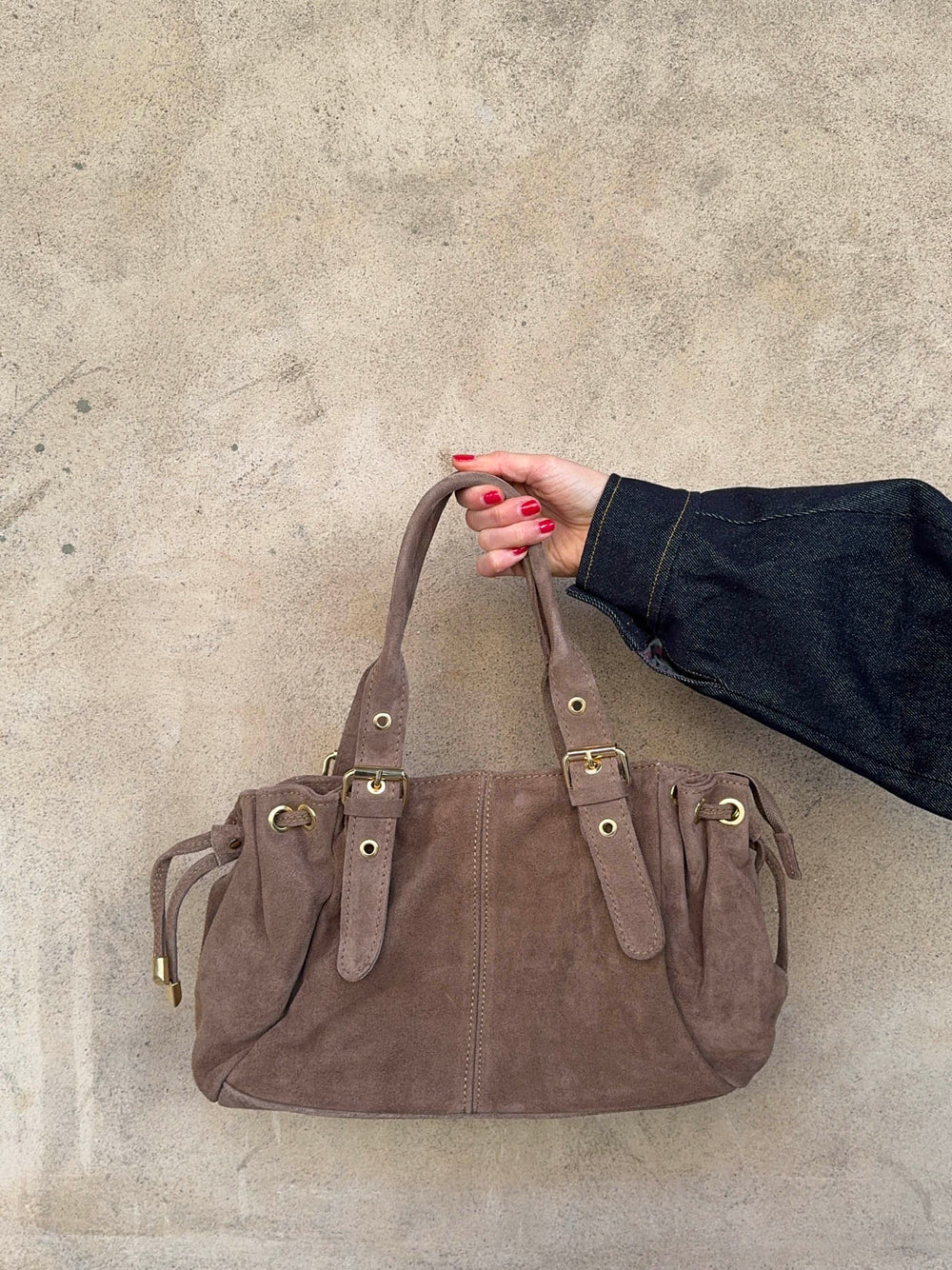 Mura taske i ruskind - Taupe