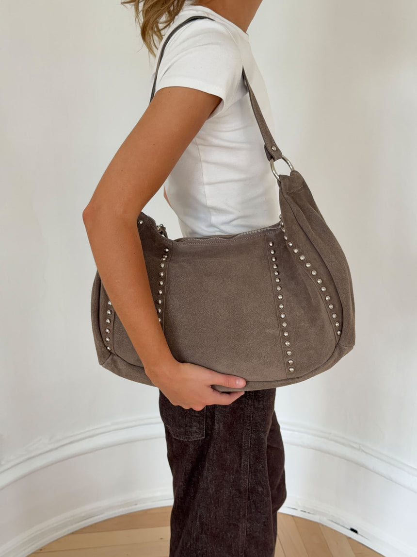 Henry taske med nitter - Taupe