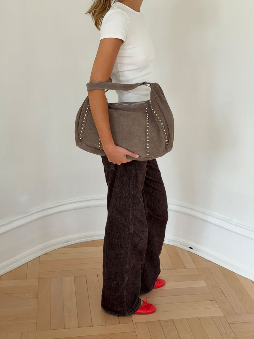 Henry taske med nitter - Taupe