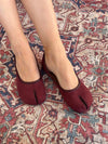 Tavela split toe ballerina I ruskind - Rød