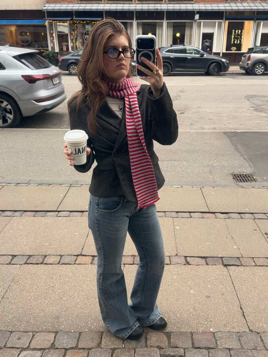 Suba tørklæde med striber - Rød/blå