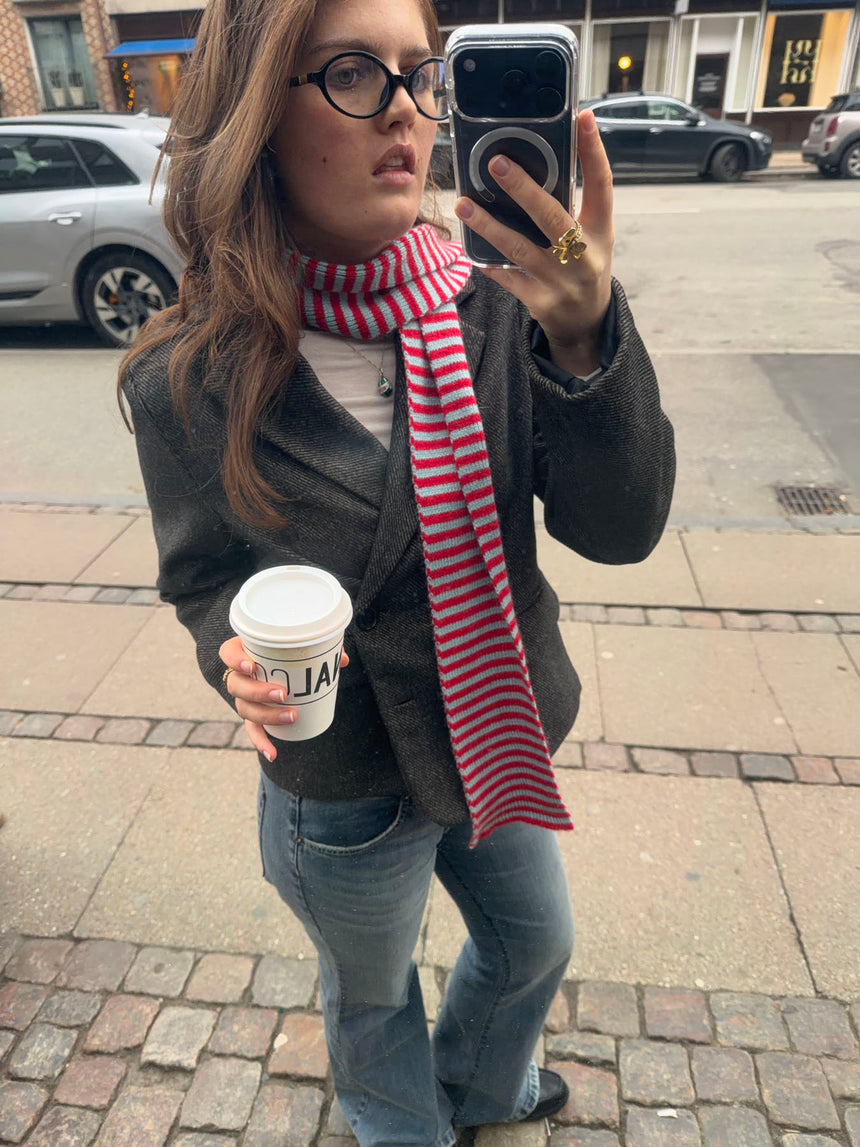 Suba tørklæde med striber - Rød/blå