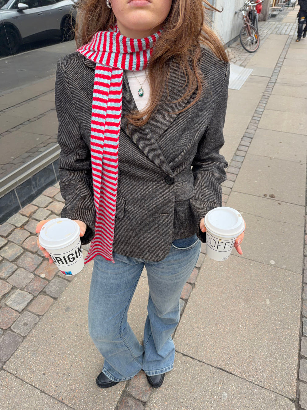 Suba tørklæde med striber - Rød/blå