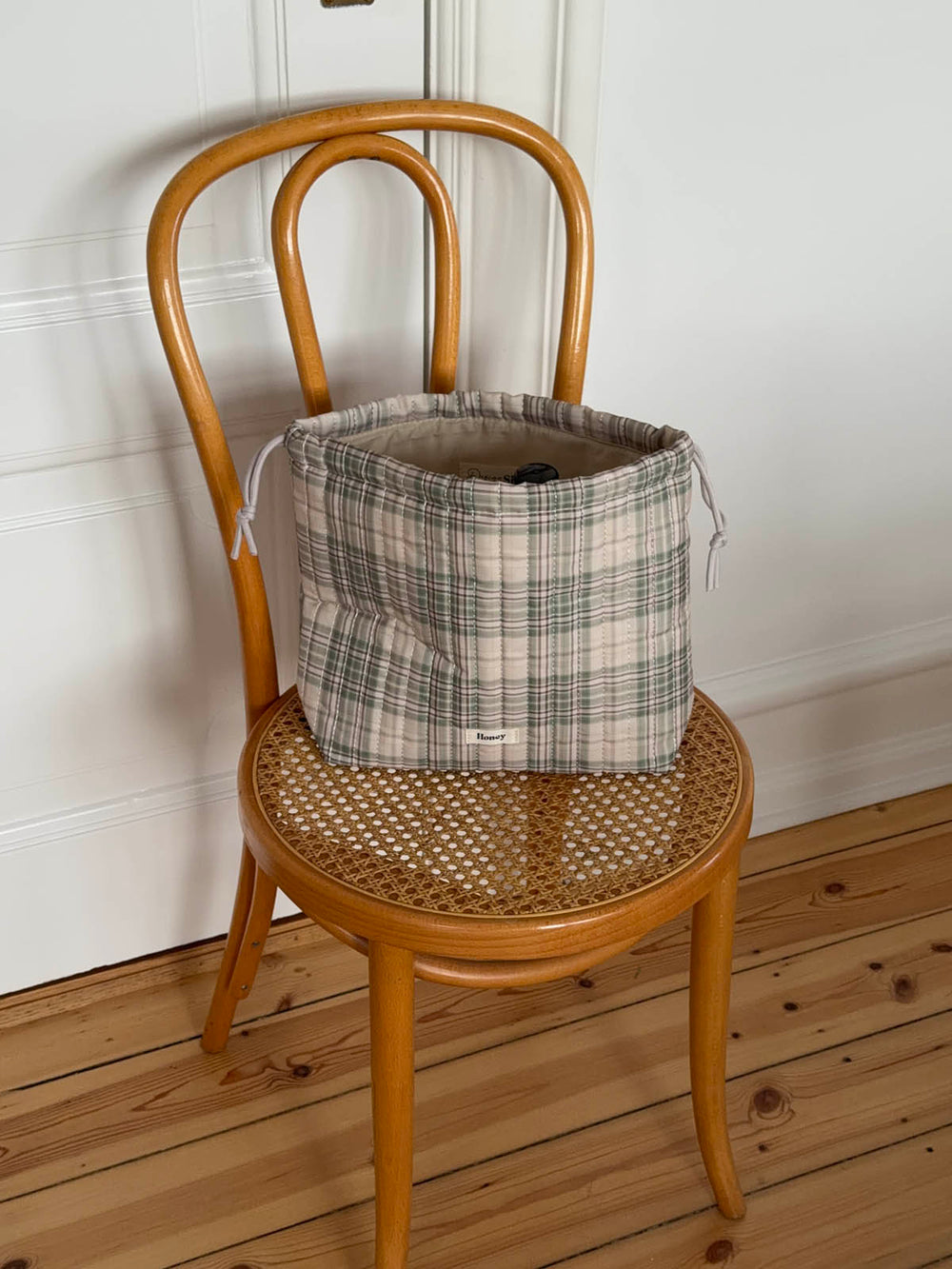 Honey toilettaske med tern - Beige/grøn