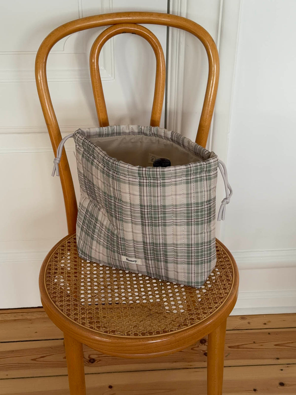 Honey toilettaske med tern - Beige/grøn