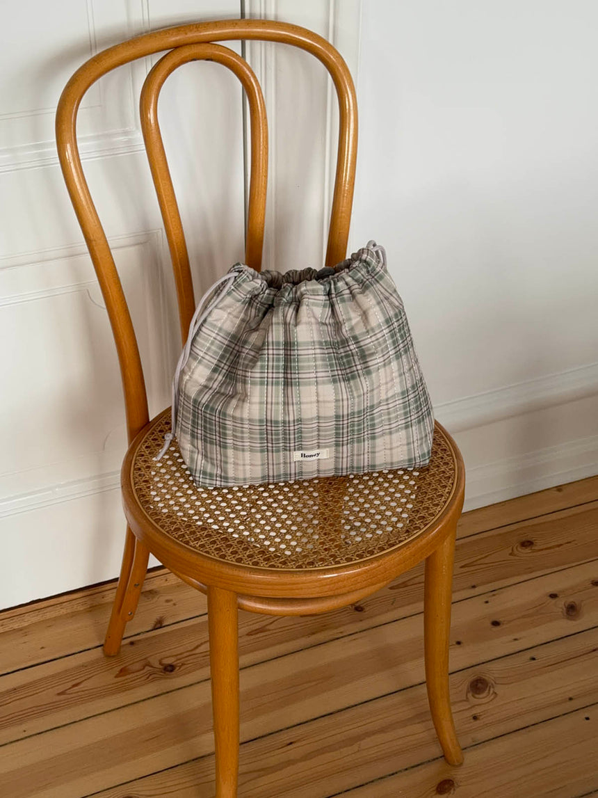 Honey toilettaske med tern - Beige/grøn