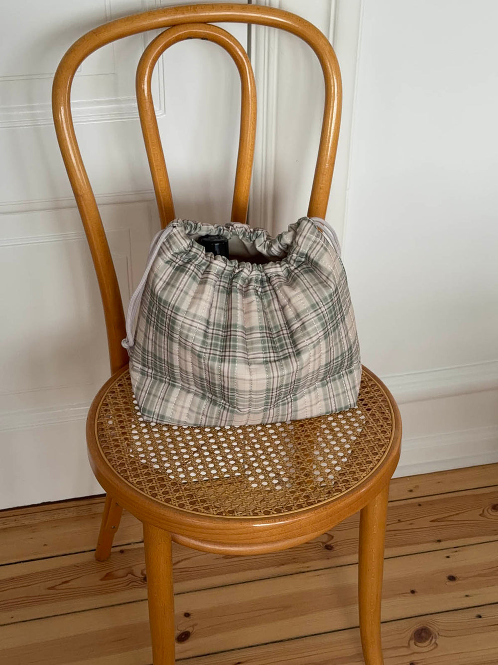 Honey toilettaske med tern - Beige/grøn