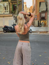 Alaina top - Kaki/blå