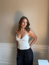 Marliya top med blonde detaljer - Hvid