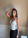 Marliya top med blonde detaljer - Hvid