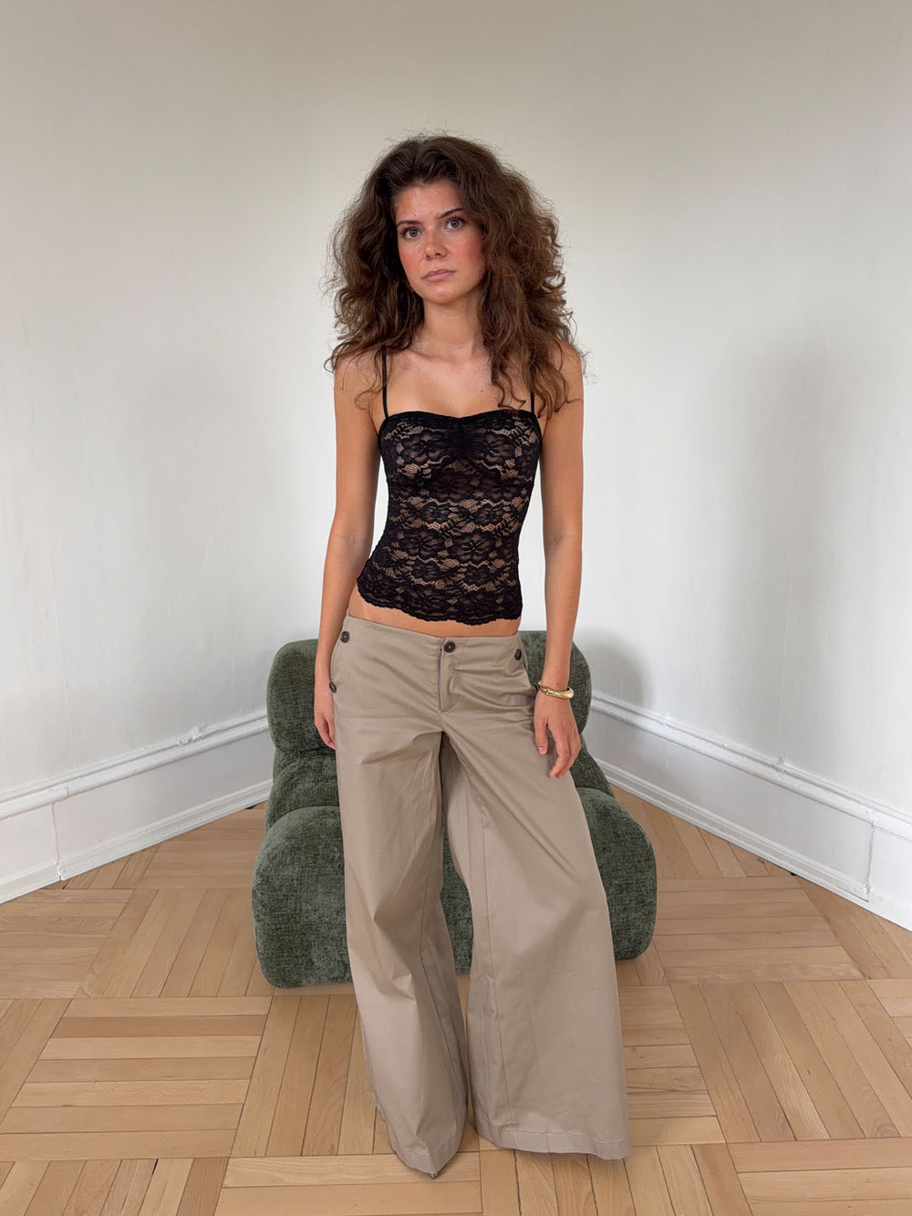 Solveig top i blonder - Sort