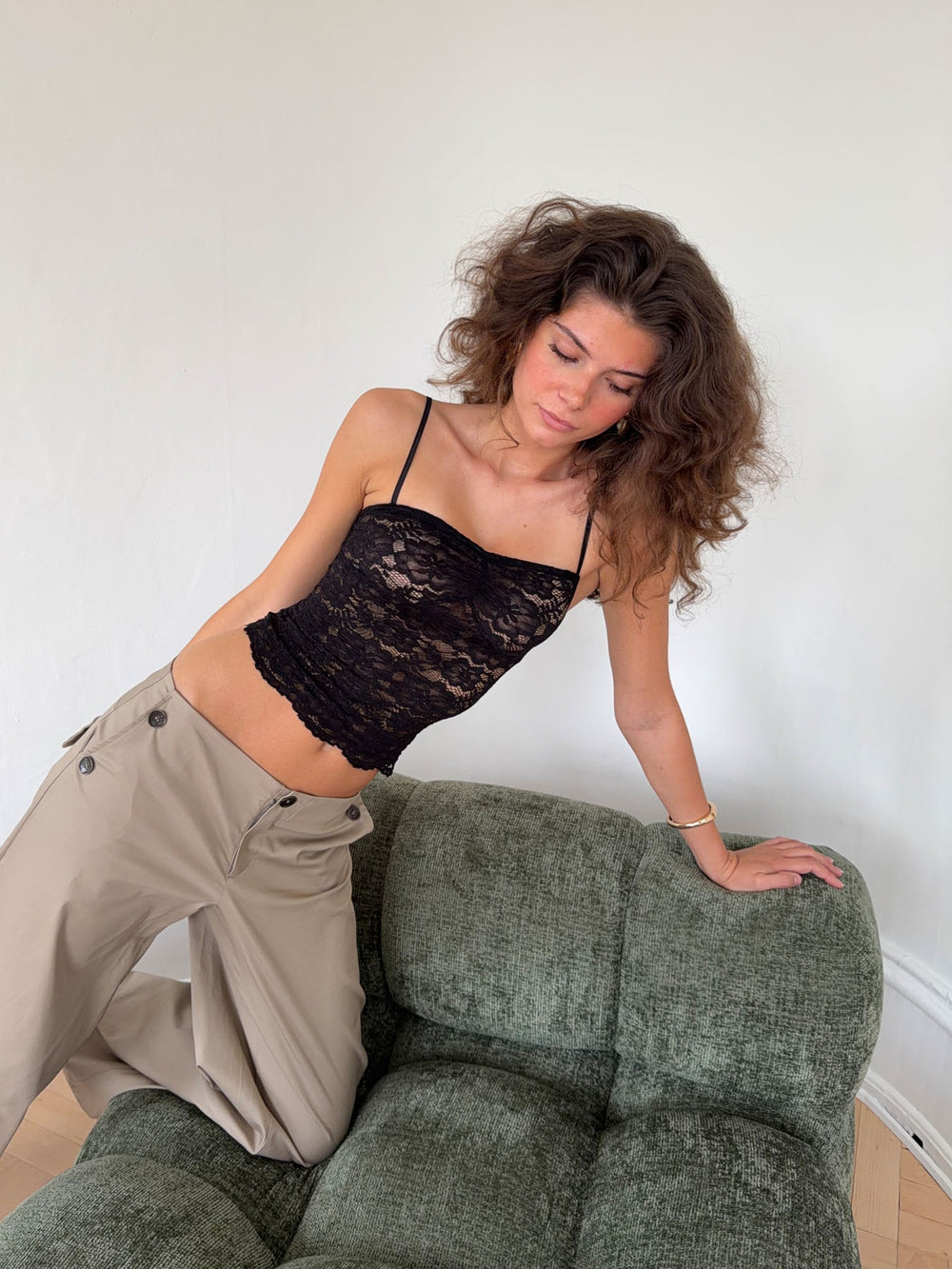 Solveig top i blonder - Sort